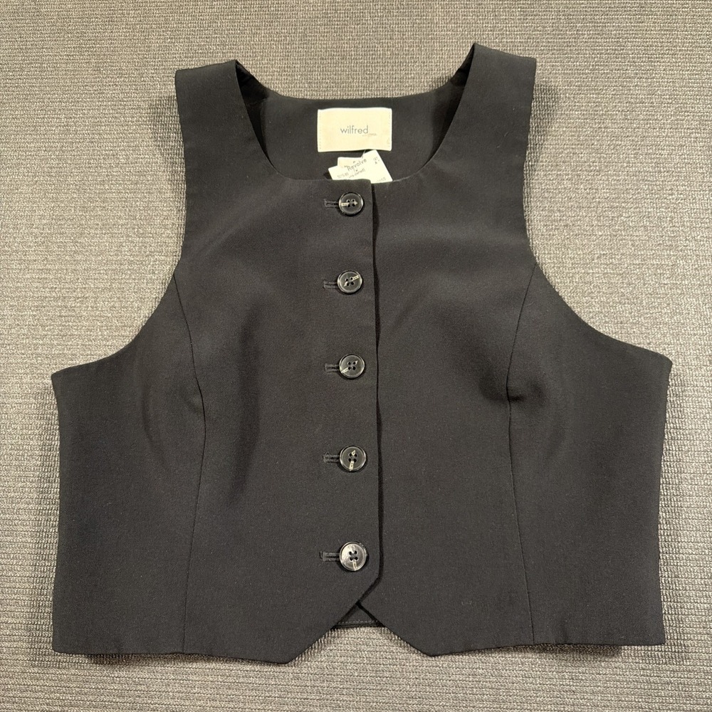 Aritzia Black Wilfred Button Up Vest Crop Top Size 6 Revolve